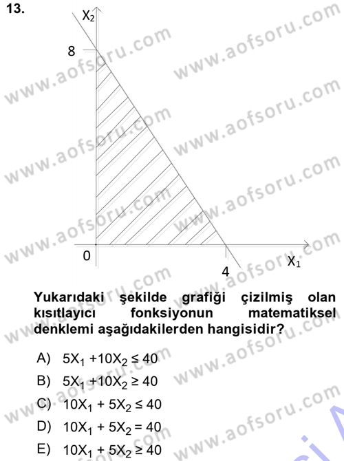 Yöneylem Araştırması 1 Dersi 2015 - 2016 Yılı (Vize) Ara Sınav Soruları 13. Soru