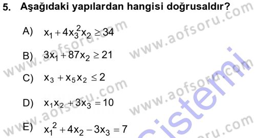 Yöneylem Araştırması 1 Dersi 2015 - 2016 Yılı (Vize) Ara Sınav Soruları 5. Soru