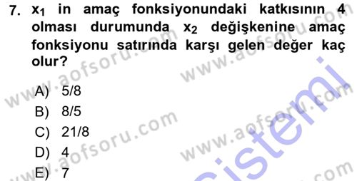 Yöneylem Araştırması 1 Dersi 2015 - 2016 Yılı (Final) Dönem Sonu Sınav Soruları 7. Soru