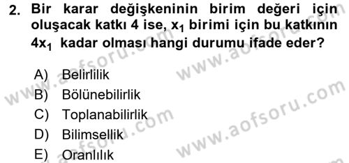 Yöneylem Araştırması 1 Dersi 2016 - 2017 Yılı (Vize) Ara Sınav Soruları 2. Soru