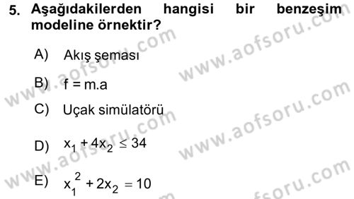 Yöneylem Araştırması 1 Dersi 2017 - 2018 Yılı 3 Ders Sınav Soruları 5. Soru