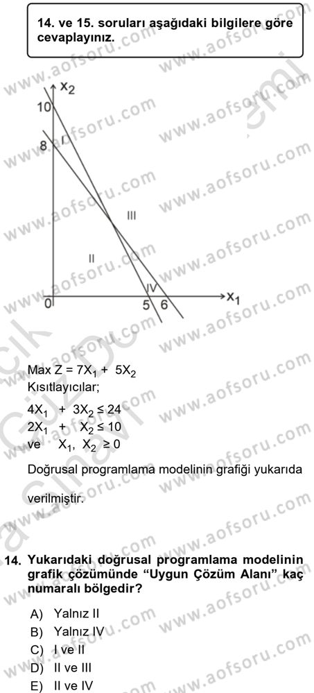 Yöneylem Araştırması 1 Dersi 2017 - 2018 Yılı (Vize) Ara Sınav Soruları 14. Soru