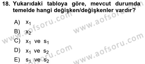 Yöneylem Araştırması 1 Dersi 2017 - 2018 Yılı (Vize) Ara Sınav Soruları 18. Soru