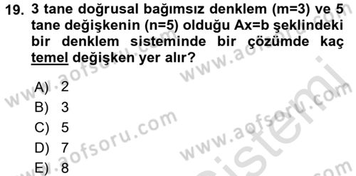 Yöneylem Araştırması 1 Dersi 2017 - 2018 Yılı (Vize) Ara Sınav Soruları 19. Soru