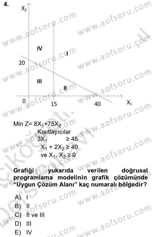 Yöneylem Araştırması 1 Dersi 2018 - 2019 Yılı 3 Ders Sınav Soruları 4. Soru