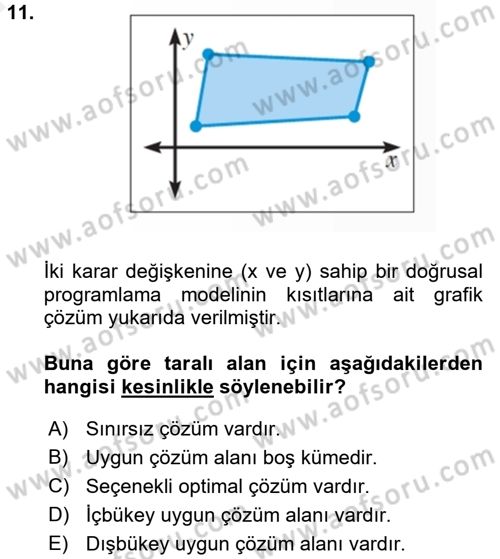 Yöneylem Araştırması 1 Dersi 2018 - 2019 Yılı (Vize) Ara Sınav Soruları 11. Soru