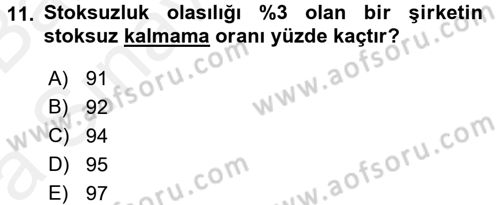 Yöneylem Araştırması 2 Dersi Ara Sınavı Deneme Sınav Soruları 11. Soru