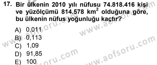 Tıbbi İstatistik Dersi 2012 - 2013 Yılı (Vize) Ara Sınavı 17. Soru