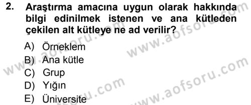 Tıbbi İstatistik Dersi 2012 - 2013 Yılı (Vize) Ara Sınavı 2. Soru