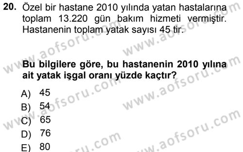 Tıbbi İstatistik Dersi 2012 - 2013 Yılı (Vize) Ara Sınavı 20. Soru