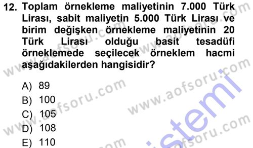 Tıbbi İstatistik Dersi 2012 - 2013 Yılı (Final) Dönem Sonu Sınav Soruları 12. Soru
