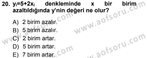 Tıbbi İstatistik Dersi 2012 - 2013 Yılı (Final) Dönem Sonu Sınav Soruları 20. Soru