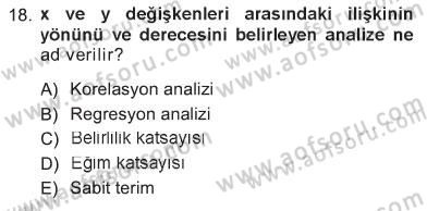 Tıbbi İstatistik Dersi 2012 - 2013 Yılı Tek Ders Sınav Soruları 18. Soru