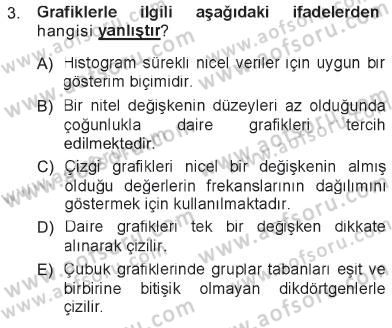 Tıbbi İstatistik Dersi 2012 - 2013 Yılı Tek Ders Sınav Soruları 3. Soru