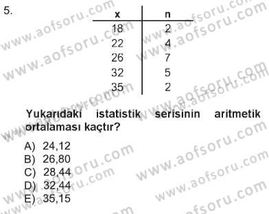 Tıbbi İstatistik Dersi 2012 - 2013 Yılı Tek Ders Sınav Soruları 5. Soru