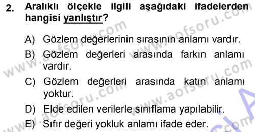 Tıbbi İstatistik Dersi 2013 - 2014 Yılı (Vize) Ara Sınav Soruları 2. Soru