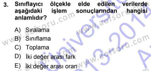 Tıbbi İstatistik Dersi Ara Sınavı Deneme Sınav Soruları 3. Soru
