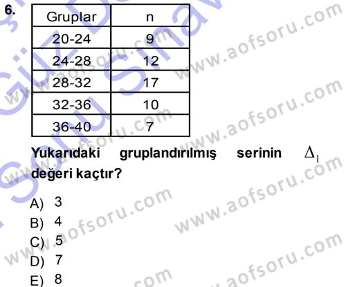 Tıbbi İstatistik Dersi 2013 - 2014 Yılı (Final) Dönem Sonu Sınav Soruları 6. Soru