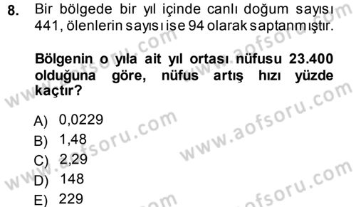 Tıbbi İstatistik Dersi 2013 - 2014 Yılı (Final) Dönem Sonu Sınav Soruları 8. Soru