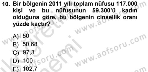 Tıbbi İstatistik Dersi 2013 - 2014 Yılı Tek Ders Sınav Soruları 10. Soru