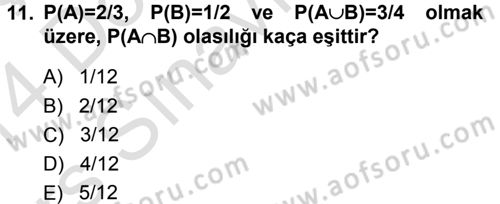 Tıbbi İstatistik Dersi 2013 - 2014 Yılı Tek Ders Sınav Soruları 11. Soru