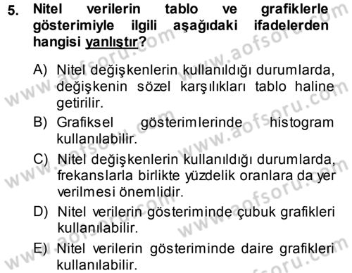 Tıbbi İstatistik Dersi 2013 - 2014 Yılı Tek Ders Sınav Soruları 5. Soru
