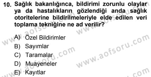 Tıbbi İstatistik Dersi 2014 - 2015 Yılı (Vize) Ara Sınavı 10. Soru