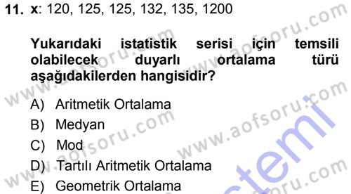 Tıbbi İstatistik Dersi 2014 - 2015 Yılı (Vize) Ara Sınav Soruları 11. Soru