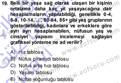 Tıbbi İstatistik Dersi 2014 - 2015 Yılı (Vize) Ara Sınavı 19. Soru