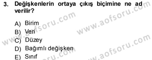 Tıbbi İstatistik Dersi 2014 - 2015 Yılı (Vize) Ara Sınavı 3. Soru