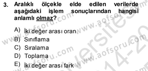 Tıbbi İstatistik Dersi 2014 - 2015 Yılı Tek Ders Sınav Soruları 3. Soru