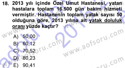 Tıbbi İstatistik Dersi Ara Sınavı Deneme Sınav Soruları 18. Soru