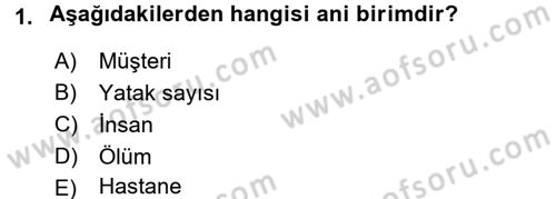 Tıbbi İstatistik Dersi 2015 - 2016 Yılı (Final) Dönem Sonu Sınav Soruları 1. Soru