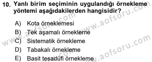 Tıbbi İstatistik Dersi 2015 - 2016 Yılı (Final) Dönem Sonu Sınav Soruları 10. Soru