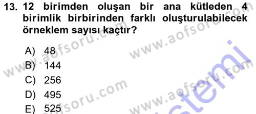 Tıbbi İstatistik Dersi 2015 - 2016 Yılı (Final) Dönem Sonu Sınav Soruları 13. Soru