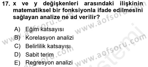 Tıbbi İstatistik Dersi 2015 - 2016 Yılı Tek Ders Sınav Soruları 17. Soru