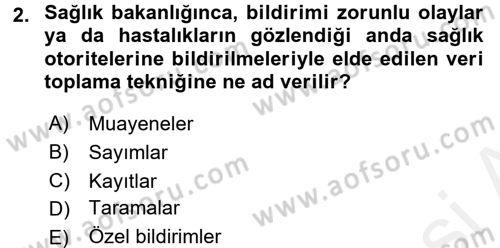 Tıbbi İstatistik Dersi 2015 - 2016 Yılı Tek Ders Sınav Soruları 2. Soru