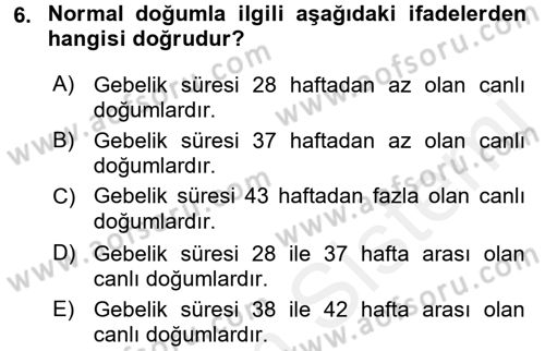 Tıbbi İstatistik Dersi 2015 - 2016 Yılı Tek Ders Sınav Soruları 6. Soru