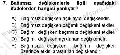 Tıbbi İstatistik Dersi 2015 - 2016 Yılı Tek Ders Sınav Soruları 7. Soru