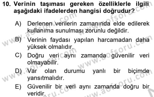 Tıbbi İstatistik Dersi 2016 - 2017 Yılı 3 Ders Sınav Soruları 10. Soru