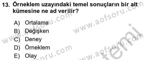 Tıbbi İstatistik Dersi 2016 - 2017 Yılı 3 Ders Sınav Soruları 13. Soru