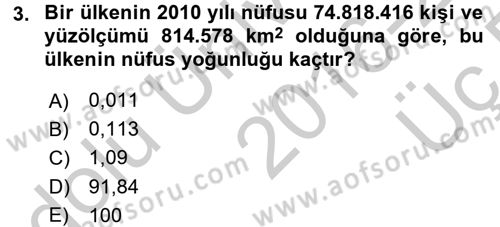 Tıbbi İstatistik Dersi 2016 - 2017 Yılı 3 Ders Sınav Soruları 3. Soru