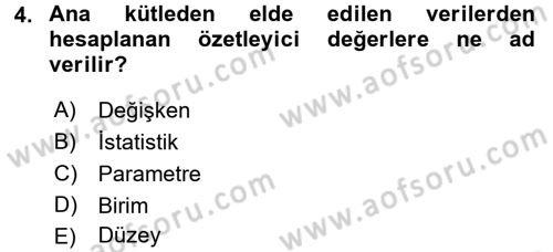 Tıbbi İstatistik Dersi 2016 - 2017 Yılı 3 Ders Sınav Soruları 4. Soru