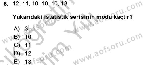 Tıbbi İstatistik Dersi 2016 - 2017 Yılı 3 Ders Sınav Soruları 6. Soru