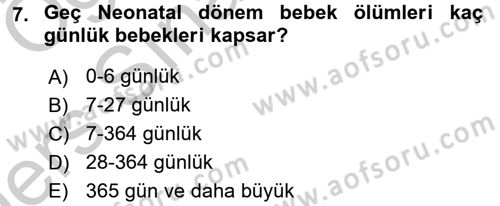 Tıbbi İstatistik Dersi 2016 - 2017 Yılı 3 Ders Sınav Soruları 7. Soru