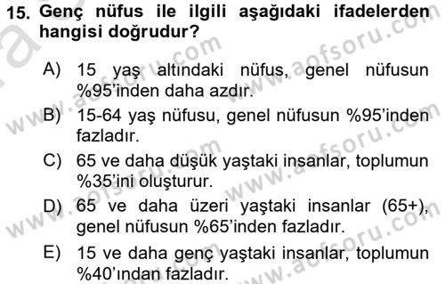 Tıbbi İstatistik Dersi Ara Sınavı Deneme Sınav Soruları 15. Soru