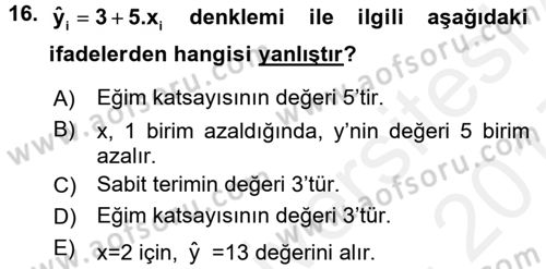 Tıbbi İstatistik Dersi 2016 - 2017 Yılı (Final) Dönem Sonu Sınav Soruları 16. Soru
