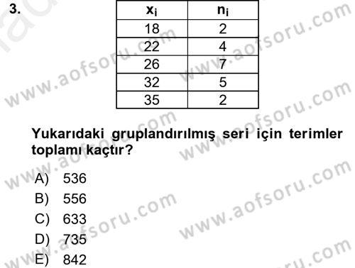 Tıbbi İstatistik Dersi 2016 - 2017 Yılı (Final) Dönem Sonu Sınav Soruları 3. Soru