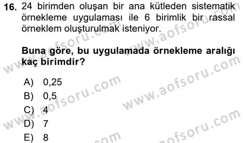 Tıbbi İstatistik Dersi 2017 - 2018 Yılı 3 Ders Sınav Soruları 16. Soru