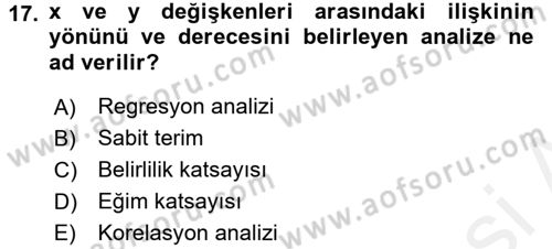 Tıbbi İstatistik Dersi 2017 - 2018 Yılı 3 Ders Sınav Soruları 17. Soru